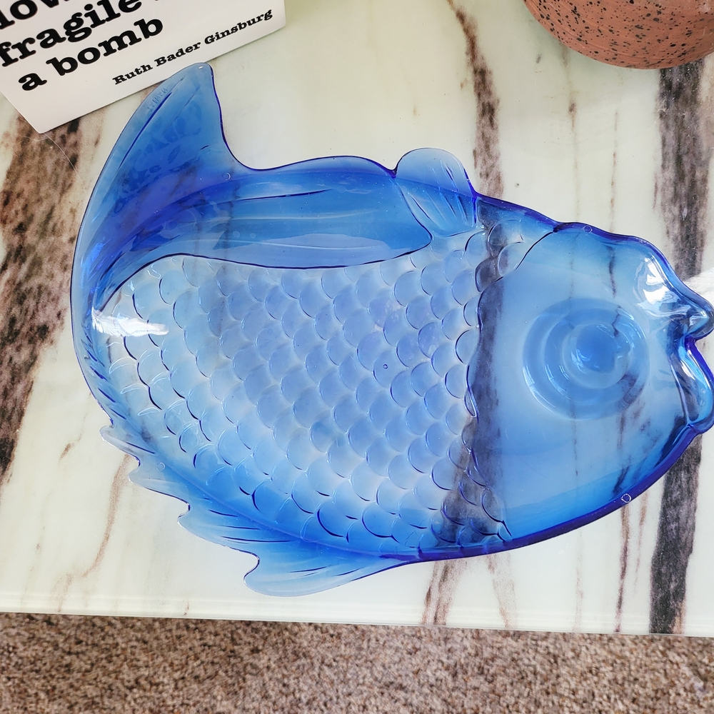 Blue Fish-Shaped Serving Plate